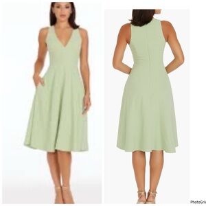 Dress the Population Catalina Midi Dress Sage Green Fit & Flare Nordstrom Small